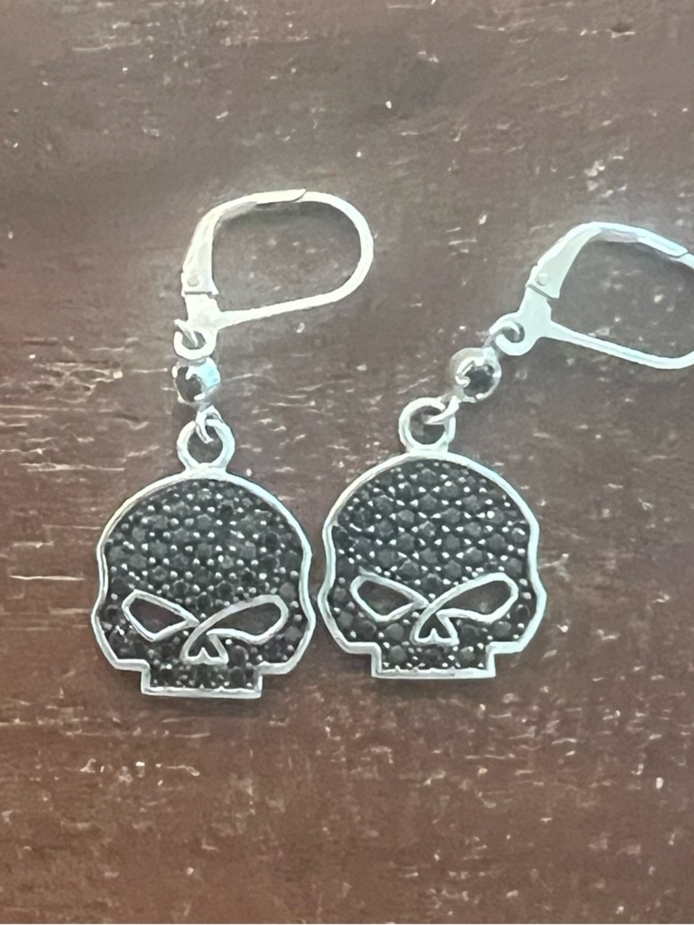 Harley Davidson® Bling Willie G Skull B&S Logo Dangle Earrings .925 72 HDE0224